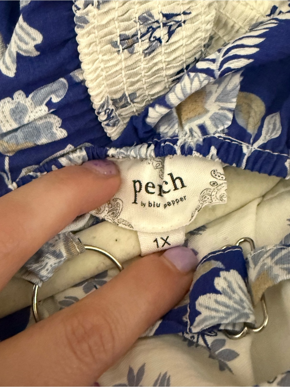 Perch Blu Pepper wildflower 1X Blue White Floral Tiered Midi Maxi Sundress Boho - Picture 7 of 14